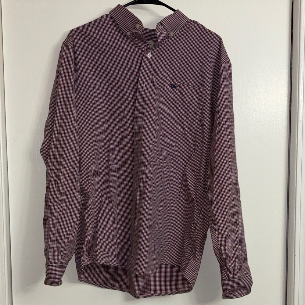 Dockers Men's Red and White Checkered Button Down Shirt